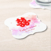 赤中国の結婚色さくらんぼ ペーパーコースター (アングル)