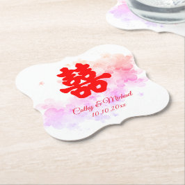 赤中国の結婚色さくらんぼ ペーパーコースター