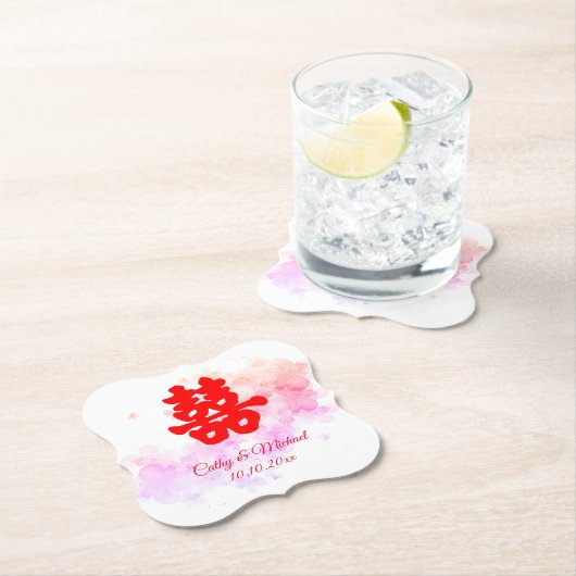 赤中国の結婚色さくらんぼ ペーパーコースター (インサイチュ)