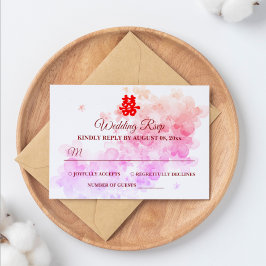 赤中国の結婚色さくらんぼ 出欠カード