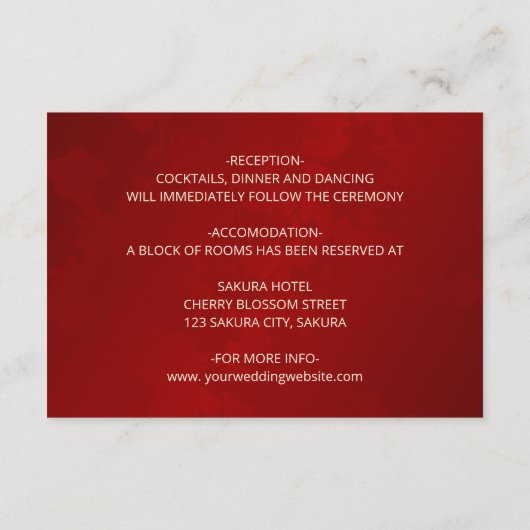 赤中国の結婚詳細 エンクロージャーカード (裏面)