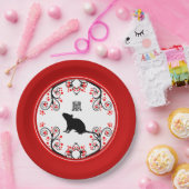 赤中国の花正月ネズミ ペーパープレート (パーティー)