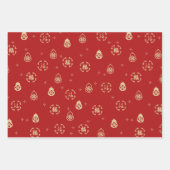 赤中国の金ゴールド新年フーフ福幸運 ラッピングペーパーシート (正面)
