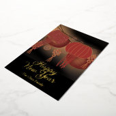 赤中国の金ゴールド灯 箔招待状 (回転した状態)