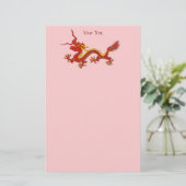 赤中国の金ゴールド竜 便箋 (スタンド正面)