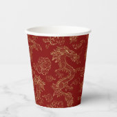 赤中国の金ゴールド竜 紙コップ (正面)