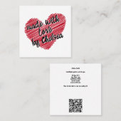 赤串ハート「愛で作られた」 スクエア名刺 (正面/裏面)