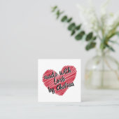 赤串ハート「愛で作られた」 スクエア名刺 (スタンド正面)