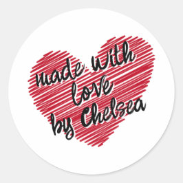 赤串ハート「愛で作る」ステッカー ラウンドシール