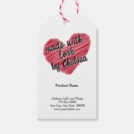 赤串ハート「愛で作る」商品ラベル ギフトタグ