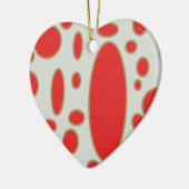 赤丸の白い背景 セラミックオーナメント (左)