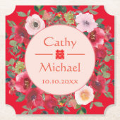 赤丸フローラモダン結婚中国のリース ペーパーコースター (正面)