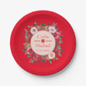赤丸フローラモダン結婚中国のリース ペーパープレート (正面)
