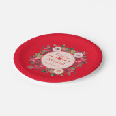 赤丸フローラモダン結婚中国のリース ペーパープレート (アングル)