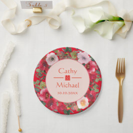 赤丸フローラモダン結婚中国のリース ペーパープレート