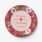 赤丸フローラモダン結婚中国のリース ペーパープレート (正面)