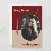 赤丸ユニーク写真の卒業発表 案内状 (正面)