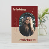 赤丸ユニーク写真の卒業発表 案内状 (スタンド正面)