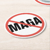 赤丸No Signアンチ-MAGA政治意見 ラウンドペーパーコースター (アングル)
