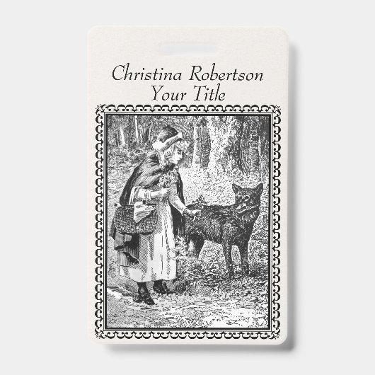 赤乗用フード白黒イラストレーション枠 バッジ (正面)