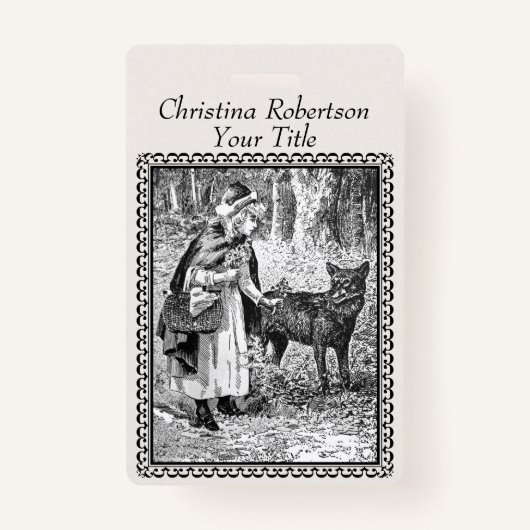 赤乗用フード白黒イラストレーション枠 バッジ (正面)