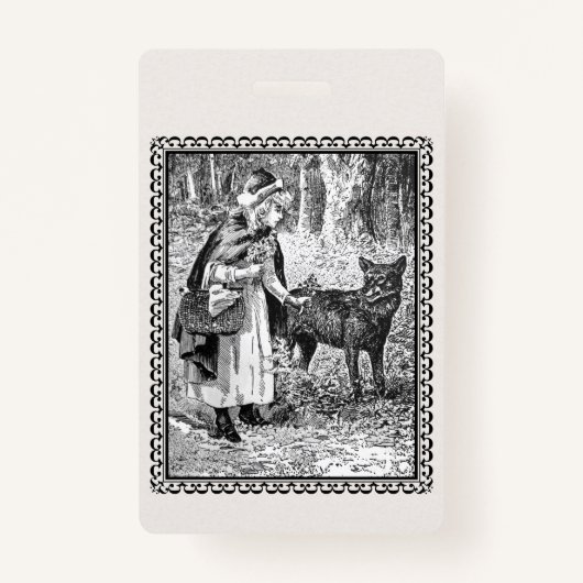 赤乗用フード白黒イラストレーション枠 バッジ (裏面)