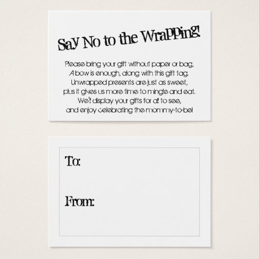 赤予測できなちゃんシャワーのギフトカードを包むことにノーと言う (正面&裏面)