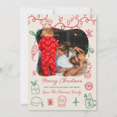 赤予測できな緑のイラストレーションおもしろい写真クリスマス シーズンカード (正面)