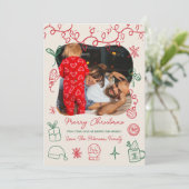赤予測できな緑のイラストレーションおもしろい写真クリスマス シーズンカード (スタンド正面)
