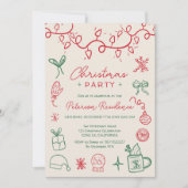 赤予測できな緑のイラストレーションモダンクリスマス 招待状 (正面)