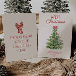 赤予測できな緑クリスマスボウツリー非写真 シーズンカード