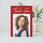 赤予算書道モダン写真卒業 サンキューカード (スタンド正面)