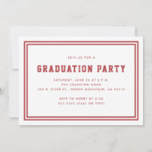 赤二ストライプの写真卒業パーティー 案内状 (裏面)