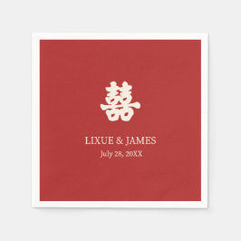 赤二重幸福中国の書アジアN スタンダードカクテルナプキン