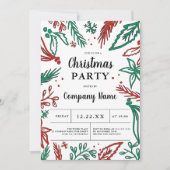 赤企業のい緑モダンのクリスマス·パーティー 招待状 (正面)
