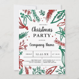 赤企業のい緑モダンのクリスマス·パーティー 招待状
