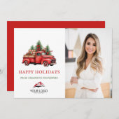 赤企業ののクリスマストラック実在の写真 シーズンカード (正面/裏面)