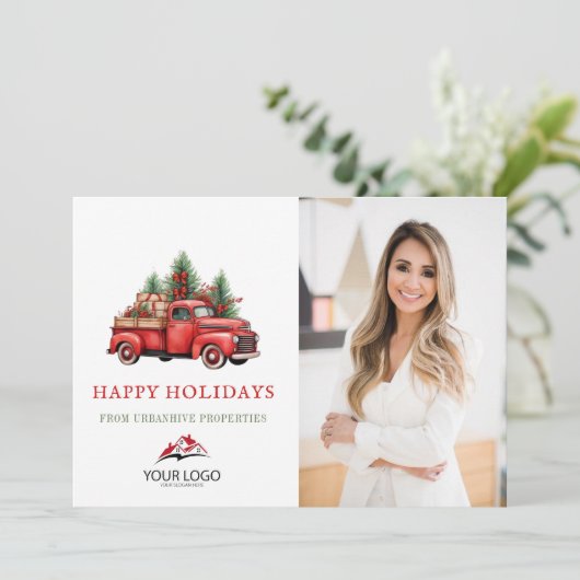 赤企業ののクリスマストラック実在の写真 シーズンカード (スタンド正面)