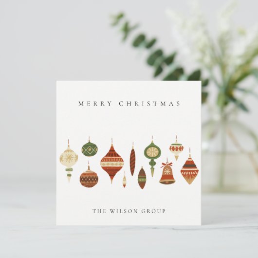 赤企業のエレガント緑のクリスマスストッキング シーズンカード (スタンド正面)