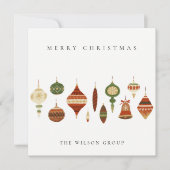 赤企業のエレガント緑のクリスマスストッキング シーズンカード (正面)