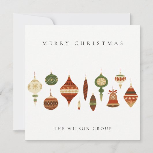 赤企業のエレガント緑のクリスマスストッキング シーズンカード (正面)