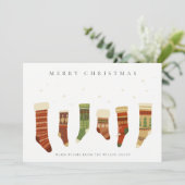 赤企業のエレガント緑のクリスマスストッキング シーズンカード (スタンド正面)