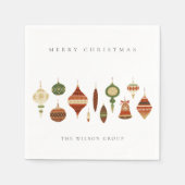 赤企業のエレガント緑クリスマスオーナメント スタンダードカクテルナプキン (正面)