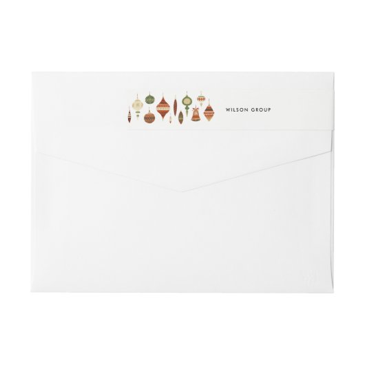 赤企業の緑クリスマス飾り星装飾 ラップアラウンドラベル (裏面)