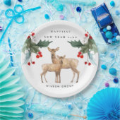 赤企業の緑ホリーベリーディアデュオ新年 ペーパープレート (パーティー)