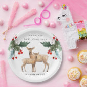赤企業の緑ホリーベリーディアデュオ新年 ペーパープレート (パーティー)