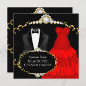 赤企業の黒タイディナーパーティー 招待状 (正面/裏面)