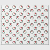 赤伝統的いおじぎの贈り物を持つクリスマスリース ラッピングペーパー (フラット)