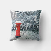赤伝統的い郵便箱と雪 クッション (裏面)