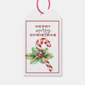 赤伝統的と白のお菓子のクリスマス ギフトタグ (正面)